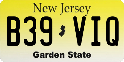NJ license plate B39VIQ