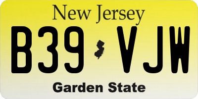 NJ license plate B39VJW