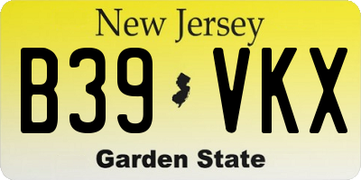 NJ license plate B39VKX