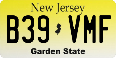 NJ license plate B39VMF