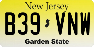 NJ license plate B39VNW