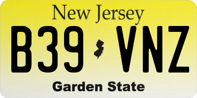NJ license plate B39VNZ