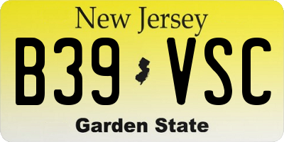 NJ license plate B39VSC