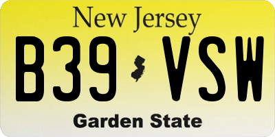 NJ license plate B39VSW