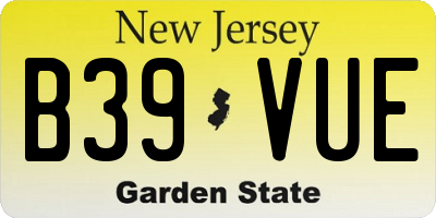 NJ license plate B39VUE