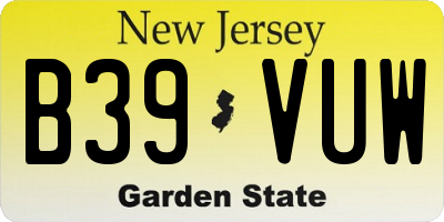 NJ license plate B39VUW