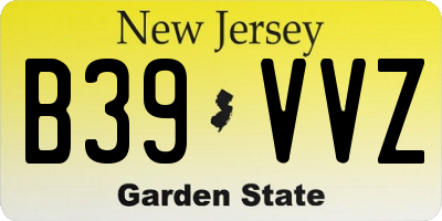 NJ license plate B39VVZ