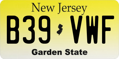 NJ license plate B39VWF