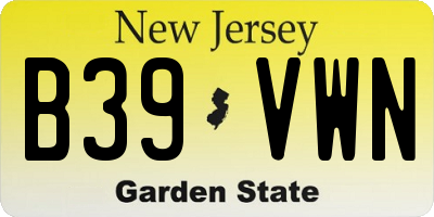 NJ license plate B39VWN