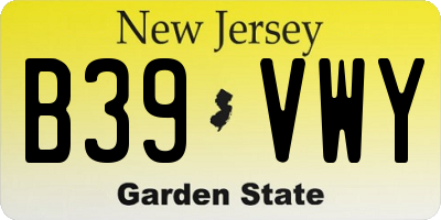 NJ license plate B39VWY