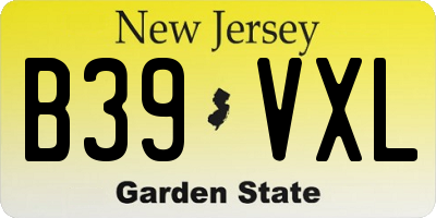 NJ license plate B39VXL