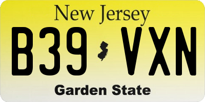 NJ license plate B39VXN