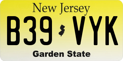 NJ license plate B39VYK