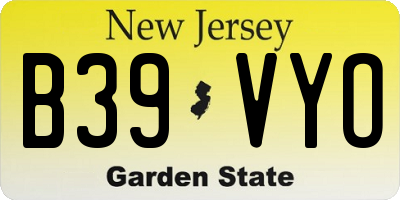 NJ license plate B39VYO