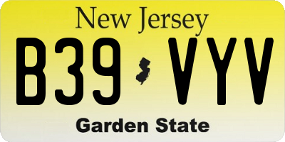 NJ license plate B39VYV