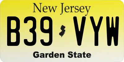 NJ license plate B39VYW