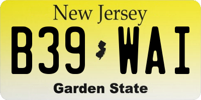 NJ license plate B39WAI