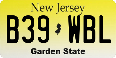 NJ license plate B39WBL