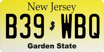 NJ license plate B39WBQ