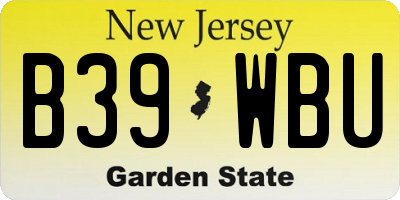 NJ license plate B39WBU