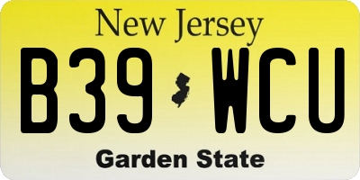 NJ license plate B39WCU