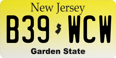 NJ license plate B39WCW