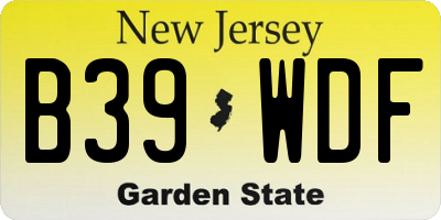 NJ license plate B39WDF