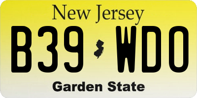 NJ license plate B39WDO
