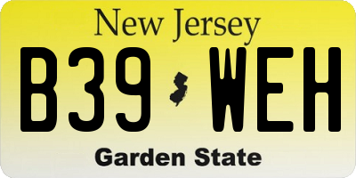 NJ license plate B39WEH