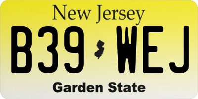 NJ license plate B39WEJ
