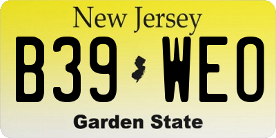 NJ license plate B39WEO