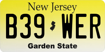 NJ license plate B39WER