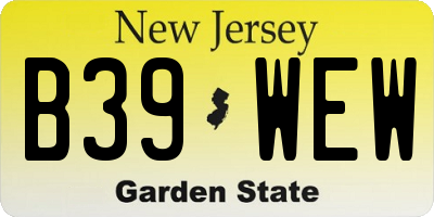 NJ license plate B39WEW