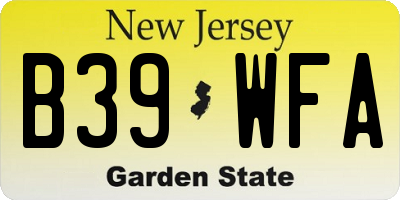 NJ license plate B39WFA