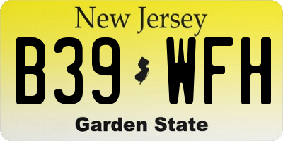 NJ license plate B39WFH