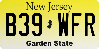 NJ license plate B39WFR