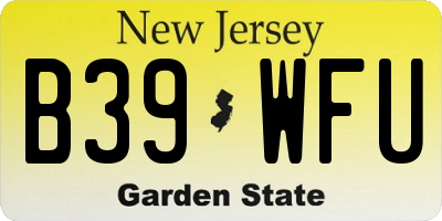 NJ license plate B39WFU