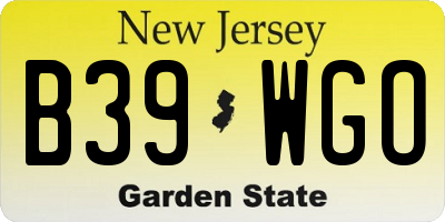 NJ license plate B39WGO