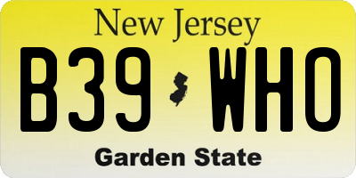 NJ license plate B39WHO
