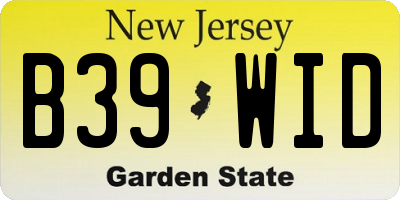 NJ license plate B39WID