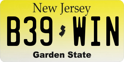 NJ license plate B39WIN