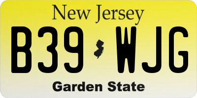 NJ license plate B39WJG