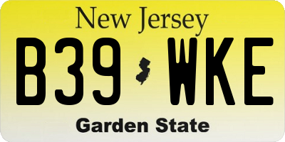 NJ license plate B39WKE