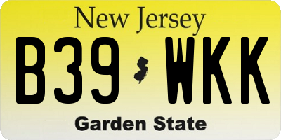 NJ license plate B39WKK
