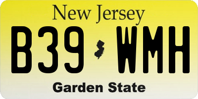 NJ license plate B39WMH