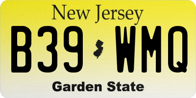 NJ license plate B39WMQ
