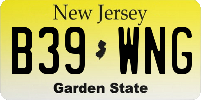 NJ license plate B39WNG