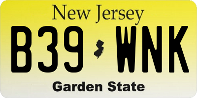 NJ license plate B39WNK