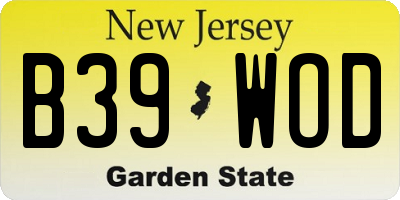 NJ license plate B39WOD