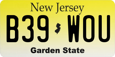 NJ license plate B39WOU
